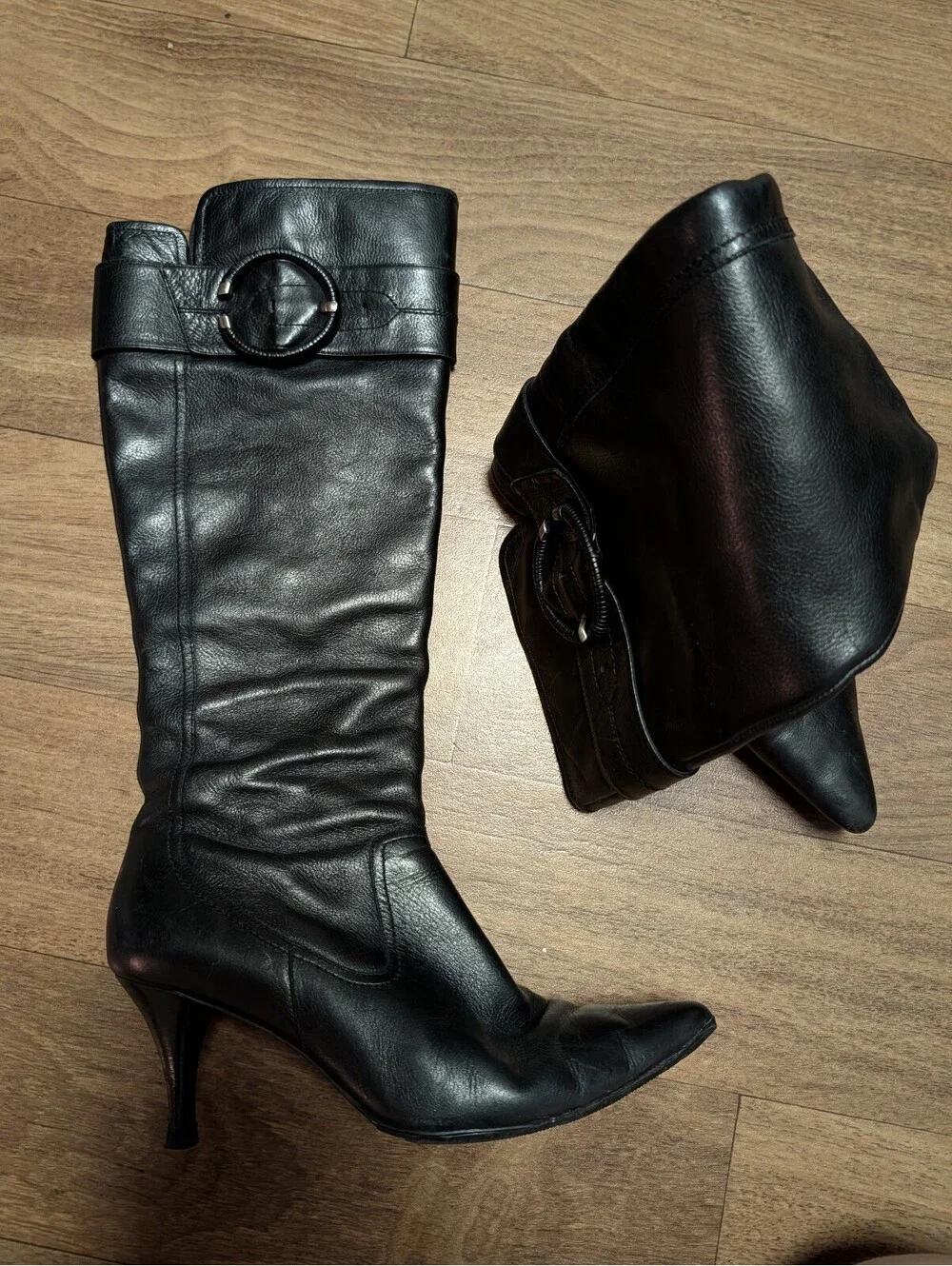 CIRCA by Joan & David Vintage black Simba heeled knee high boots sz 8
